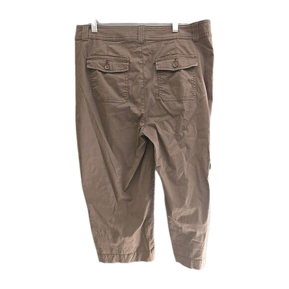 Croft & Barrow Y2k Preppy Brown Embroidered Straight Leg Cropped Pants Womans 12 - Picture 2 of 5